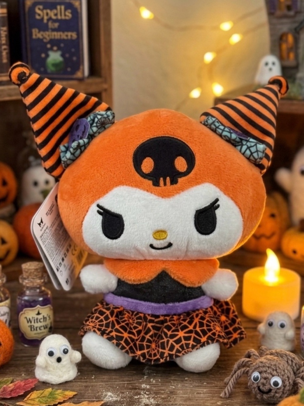 🎃 Kuromi Halloween Orange Stuffed Doll - Cute Festive Plush 🎃